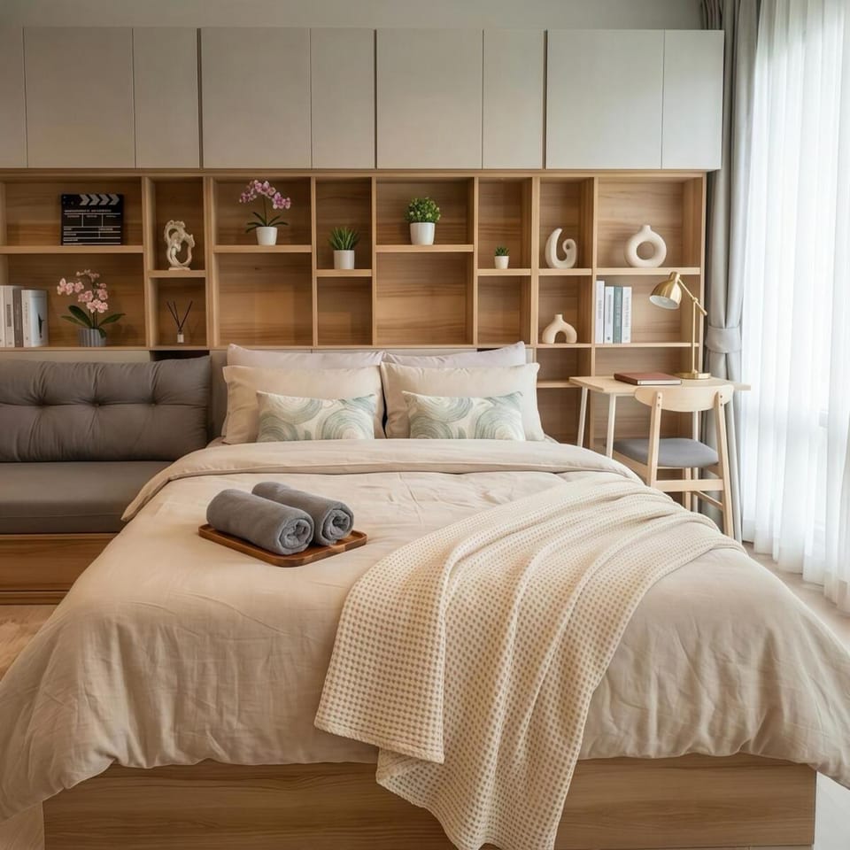 Warm Wood Oasis Next to BTS Thong Lo Apartment in Bangkok