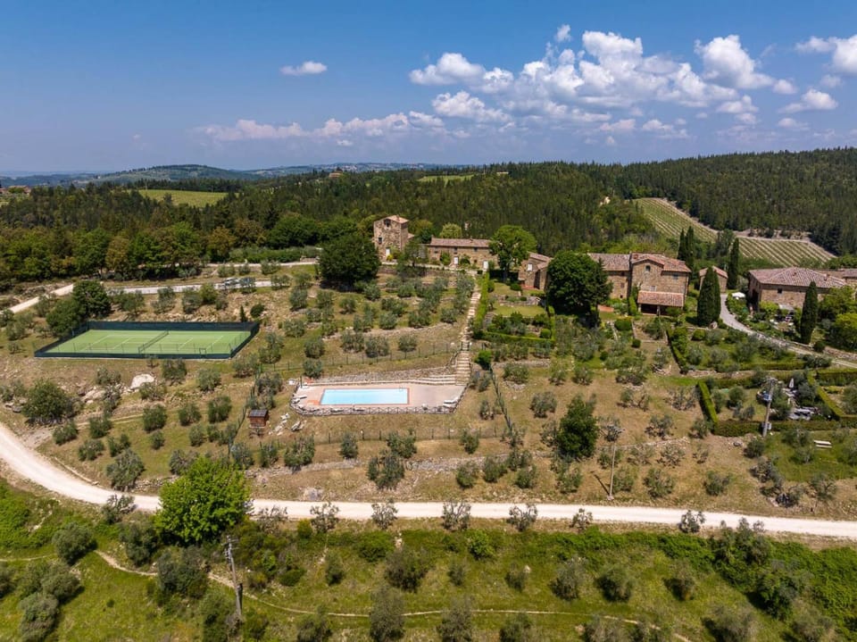 Natural landscape, Bird's eye view, Pool view, Swimming pool