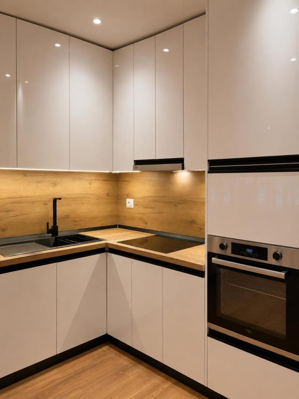 Kitchen or kitchenette, dishwasher, oven, stove