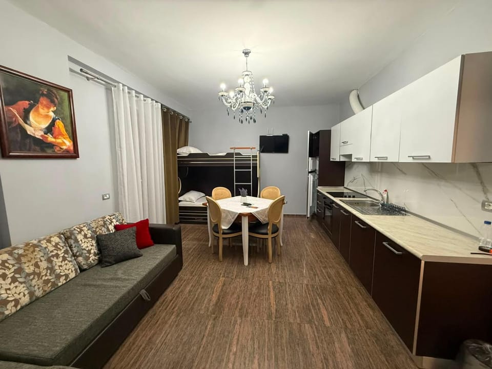 Kitchen or kitchenette, Living room, bunk bed, kitchen