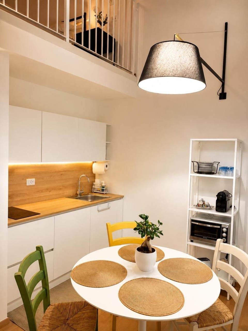 Kitchen or kitchenette, Living room, Dining area, oven, stove, toaster