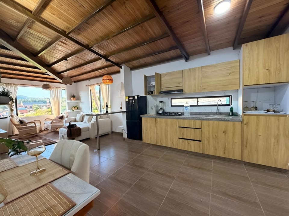 Living room, kitchen