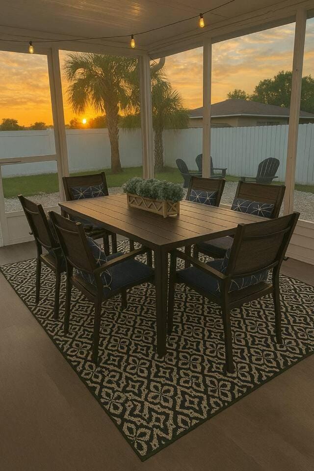 Patio, Balcony/Terrace, Dining area, Sunset