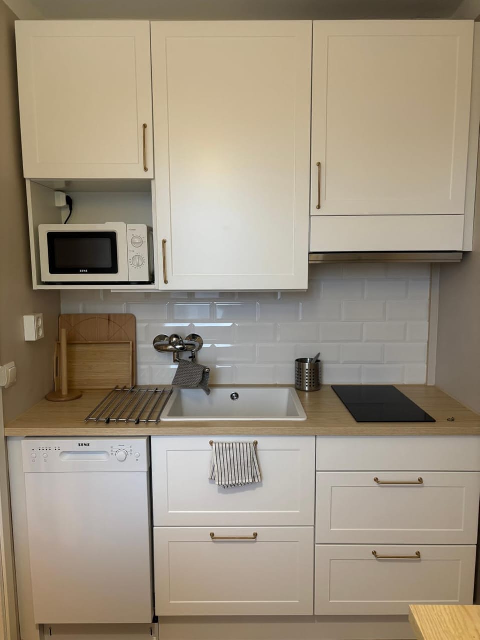 Kitchen or kitchenette, dishwasher, stove