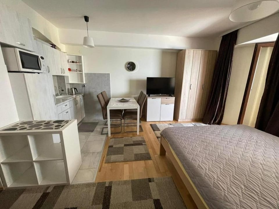 Bed, TV and multimedia, kitchen