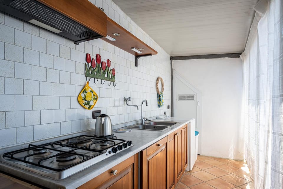 Kitchen or kitchenette, stove