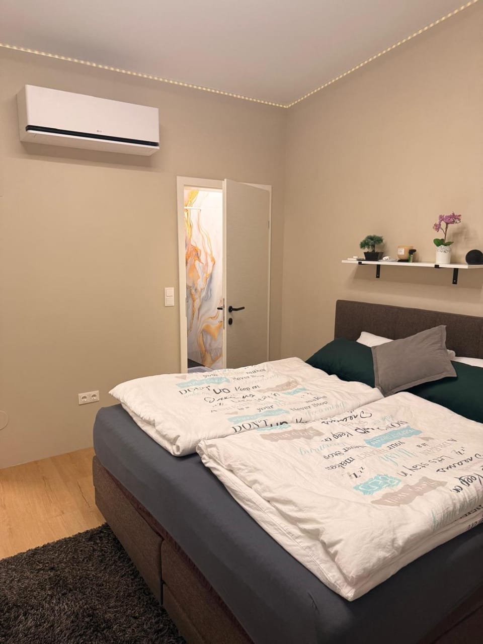 Bed, Photo of the whole room, Bedroom, air conditioner