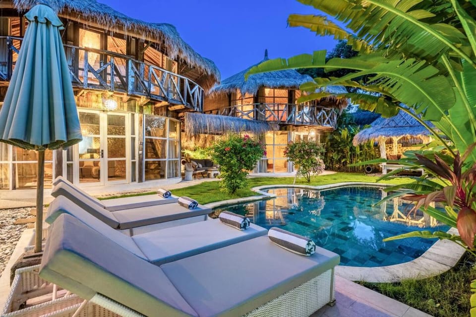 Patio, Natural landscape, Garden, Garden view, Pool view, Swimming pool, sunbed