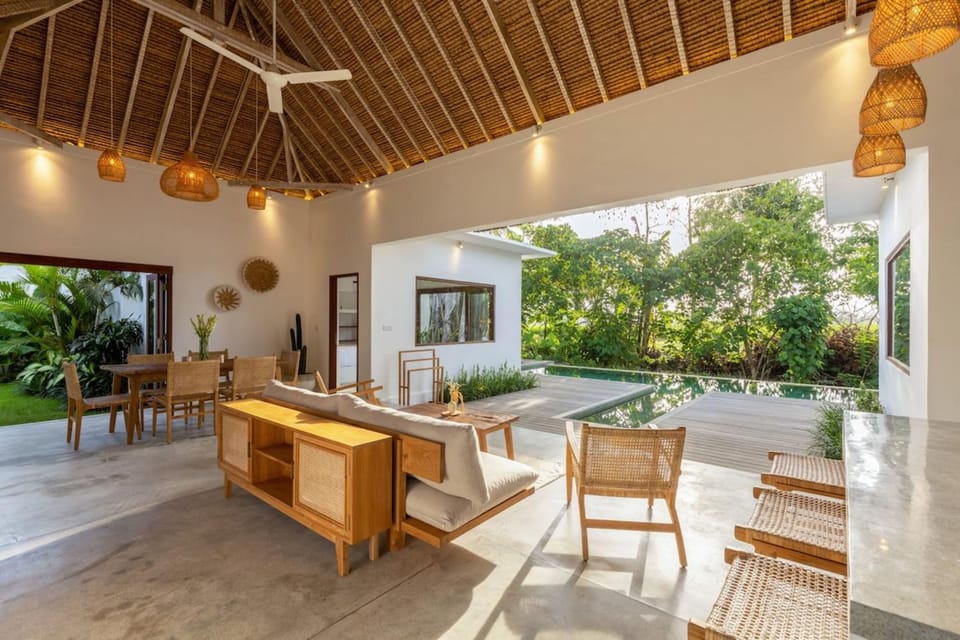 Patio, Living room, Seating area, Dining area, Pool view, Swimming pool