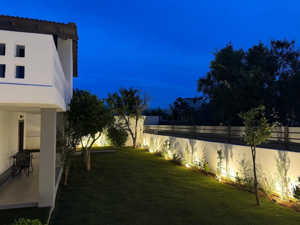 Property building, Night, Garden, Garden view