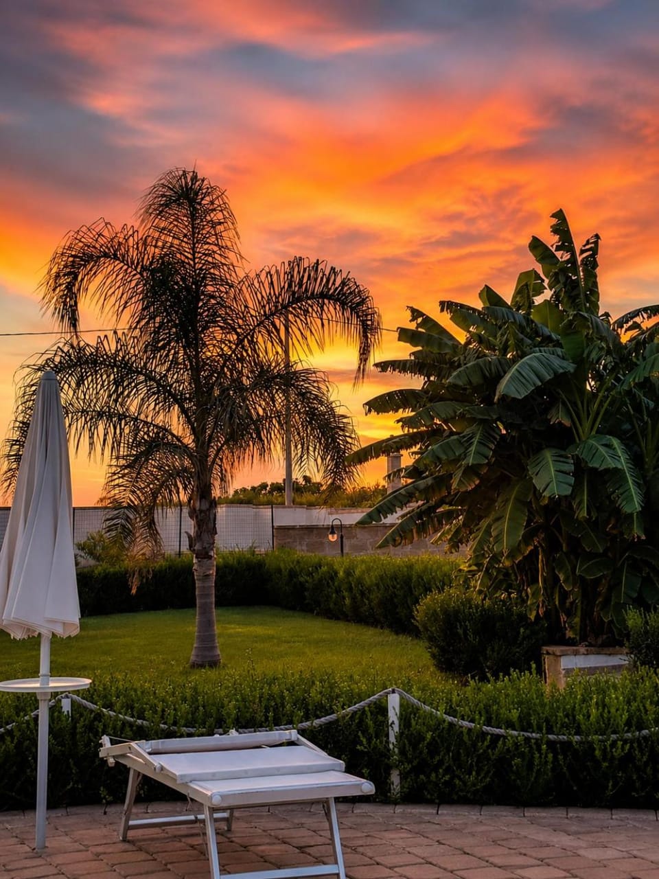 Natural landscape, Summer, Garden, View (from property/room), Garden view, Pool view, Sea view, Swimming pool, Sunset, sunbed