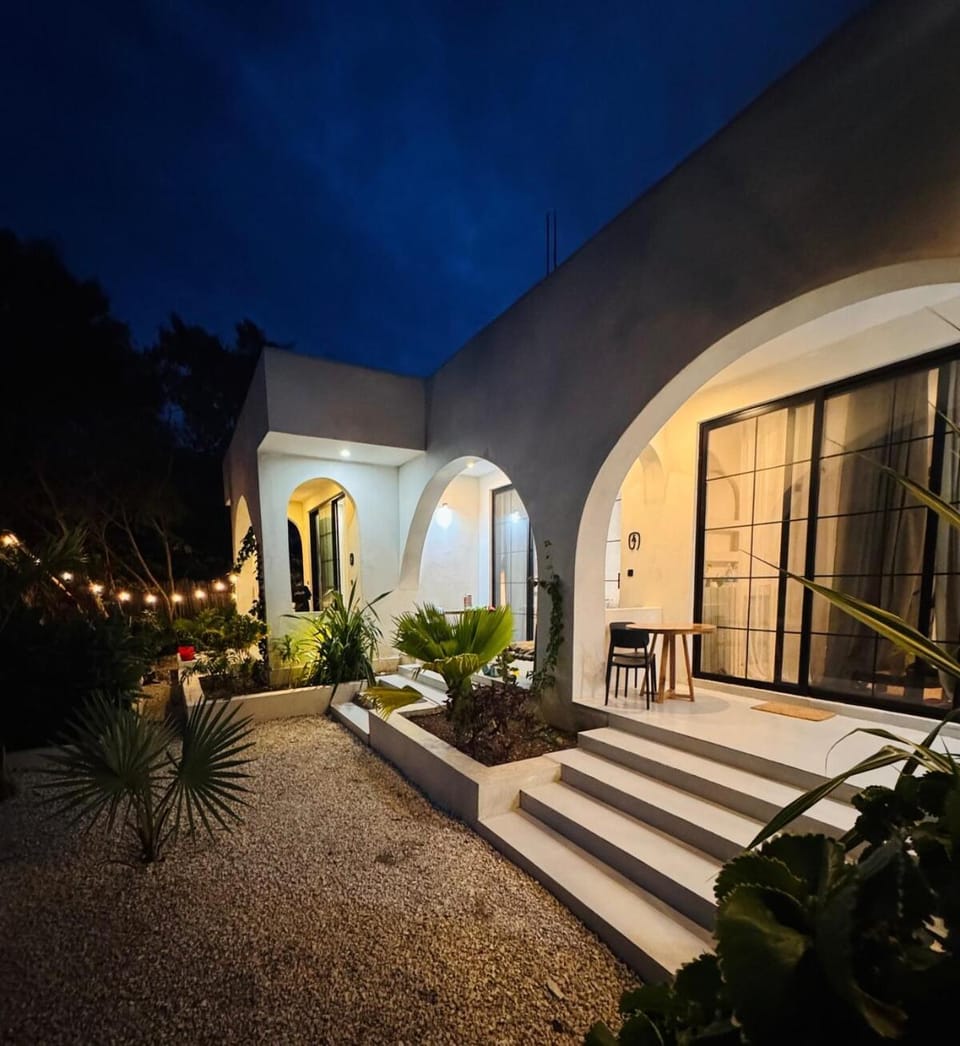 Property building, Patio, Night, Garden