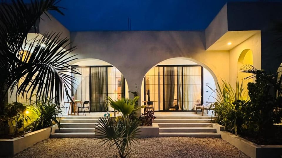 Property building, Patio, Night, Garden, Garden view