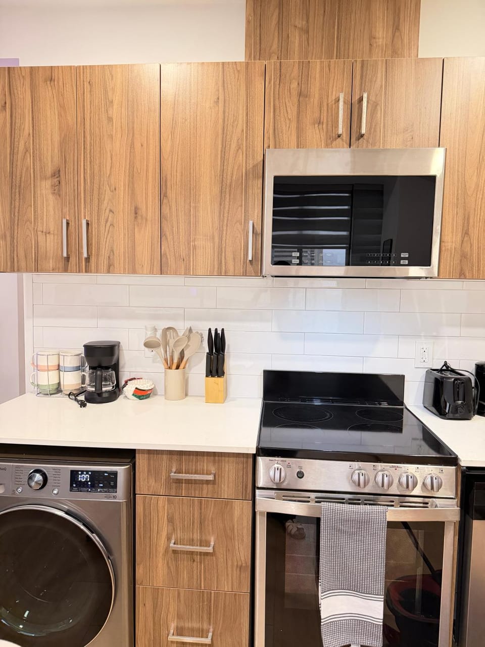 dishwasher, microwave, stove