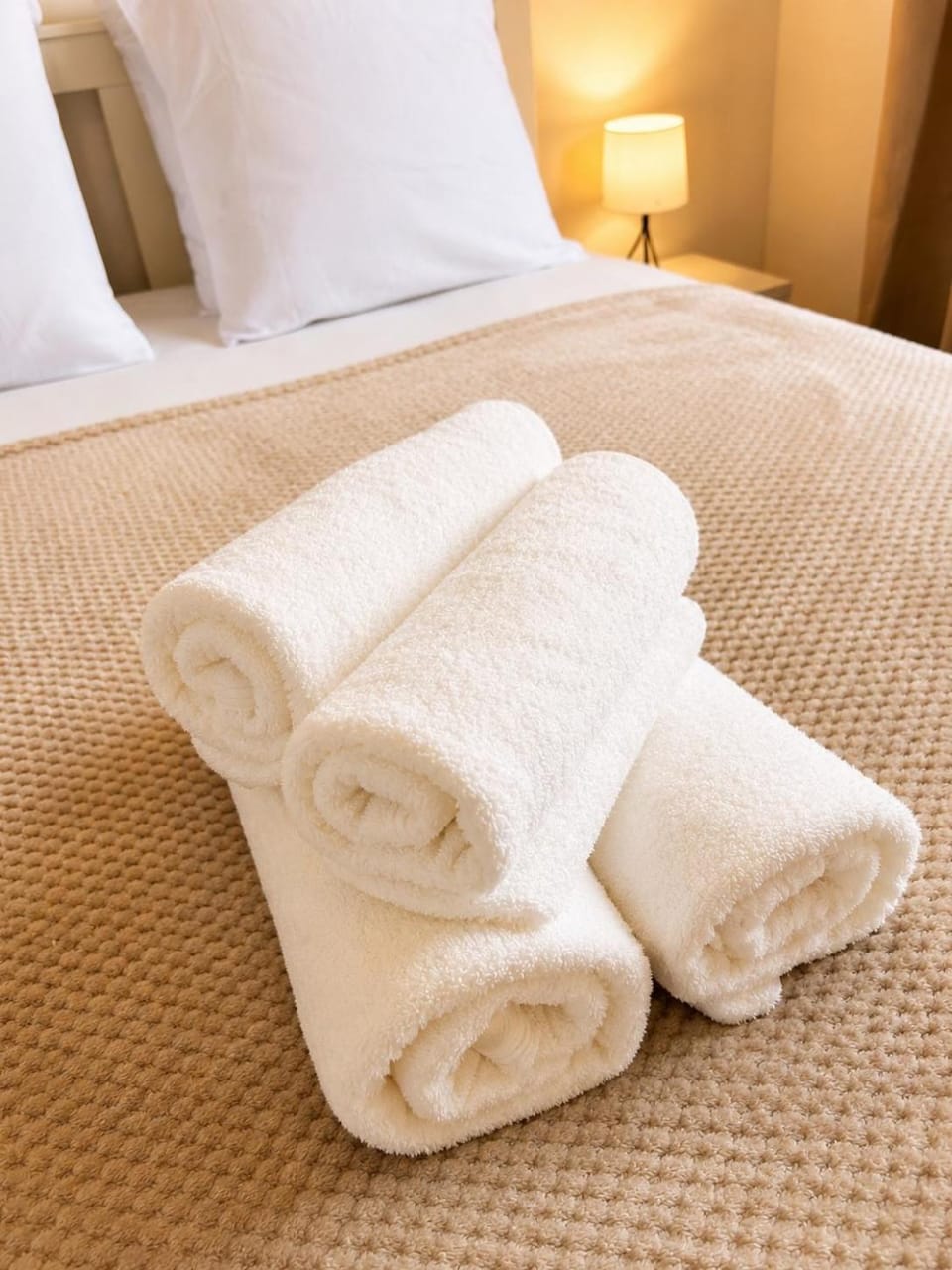 Bed, Bedroom, towels