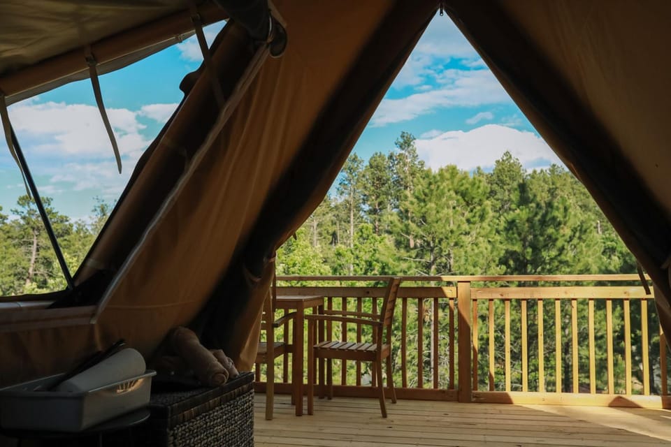 Cozy Woodland Glamping Tent with Private Deck Luxury tent in East Custer