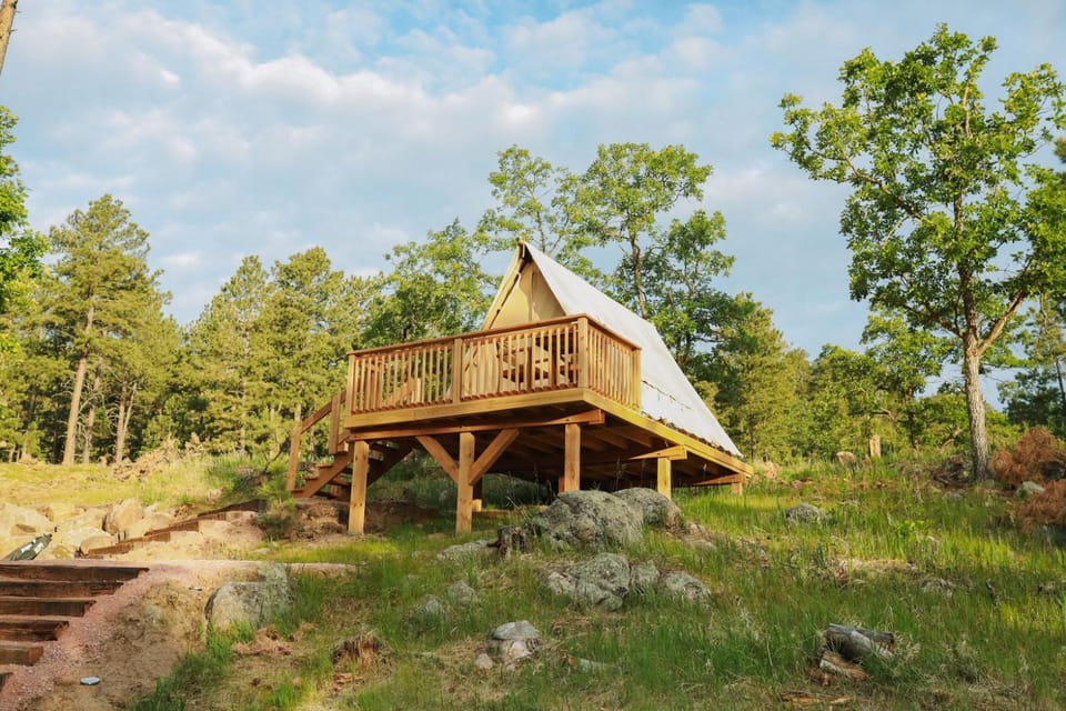 Cozy Woodland Glamping Tent with Private Deck Luxury tent in East Custer