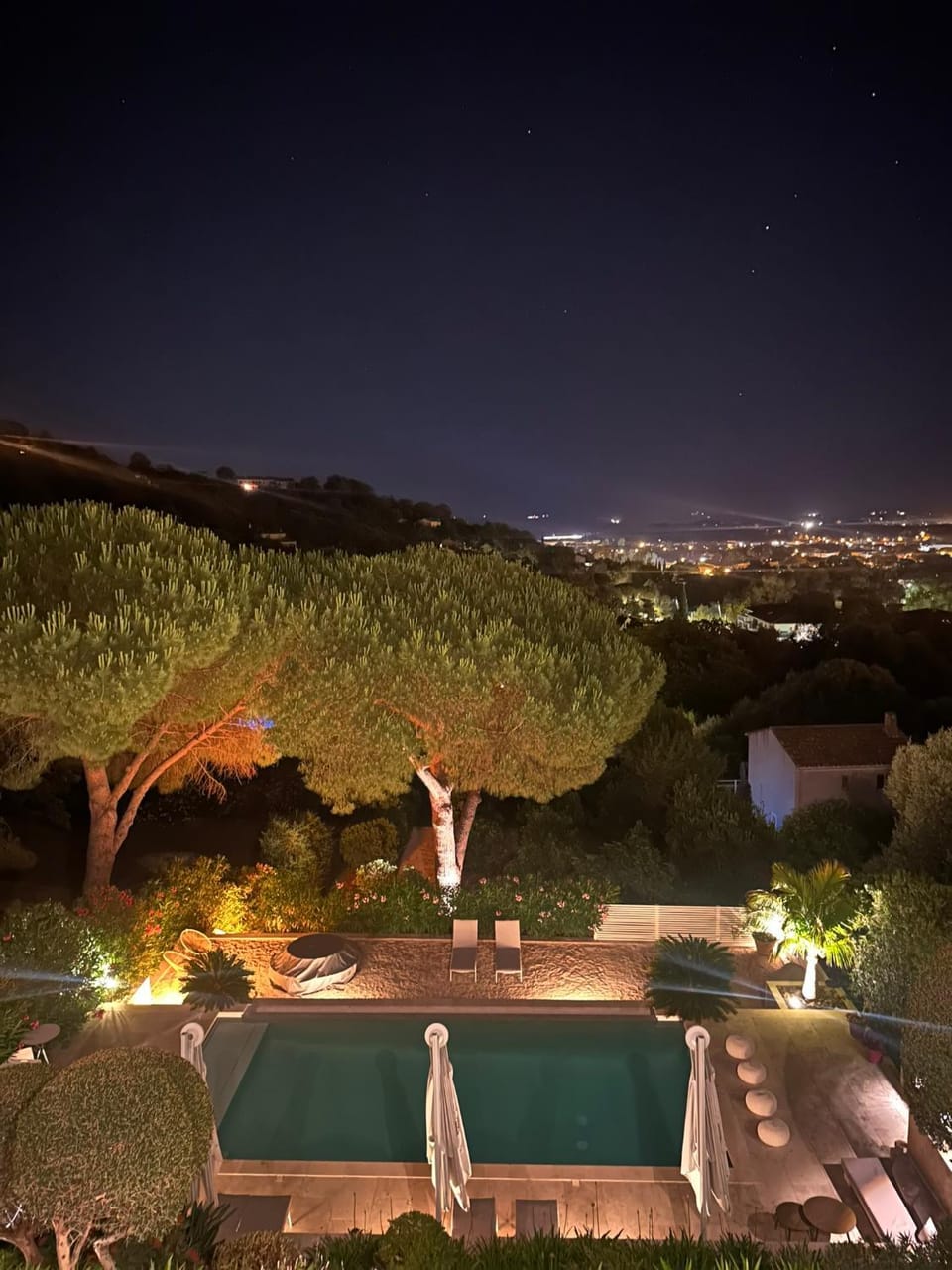 Night, Pool view, Swimming pool