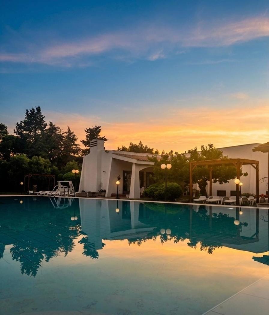Natural landscape, Swimming pool, Sunset