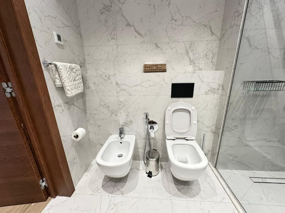 Shower, Toilet, Bathroom, bidet, towels
