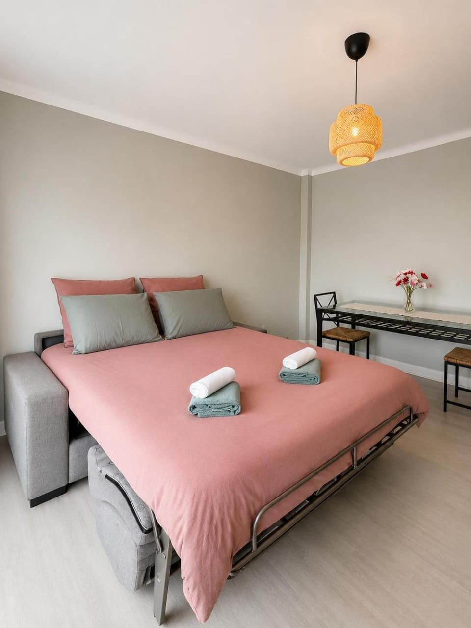 Bed, Living room, Dining area