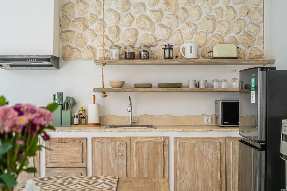 Kitchen or kitchenette, stove, toaster