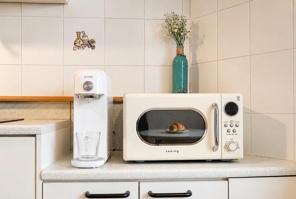 Kitchen or kitchenette, toaster