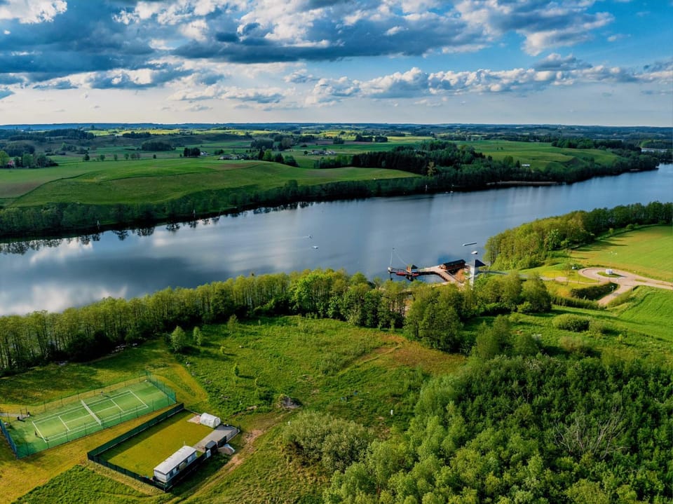 Nearby landmark, Natural landscape, Bird's eye view, Lake view