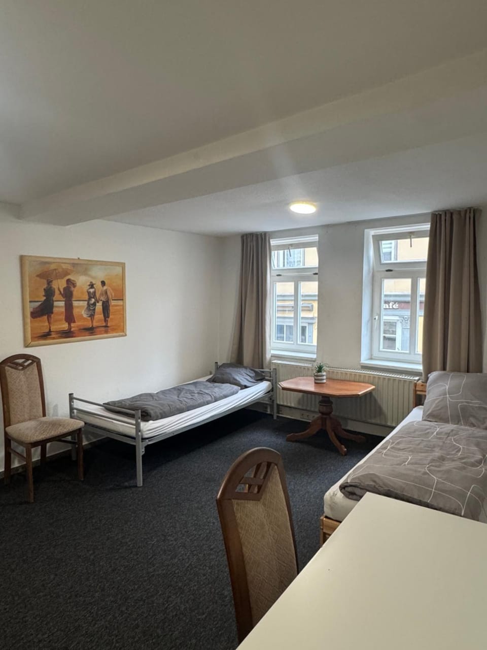 Bed, Seating area, Bedroom