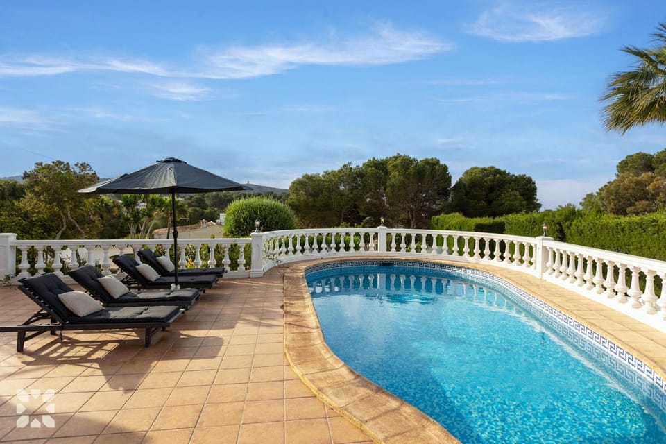 Patio, Day, Natural landscape, Pool view, Swimming pool, sunbed