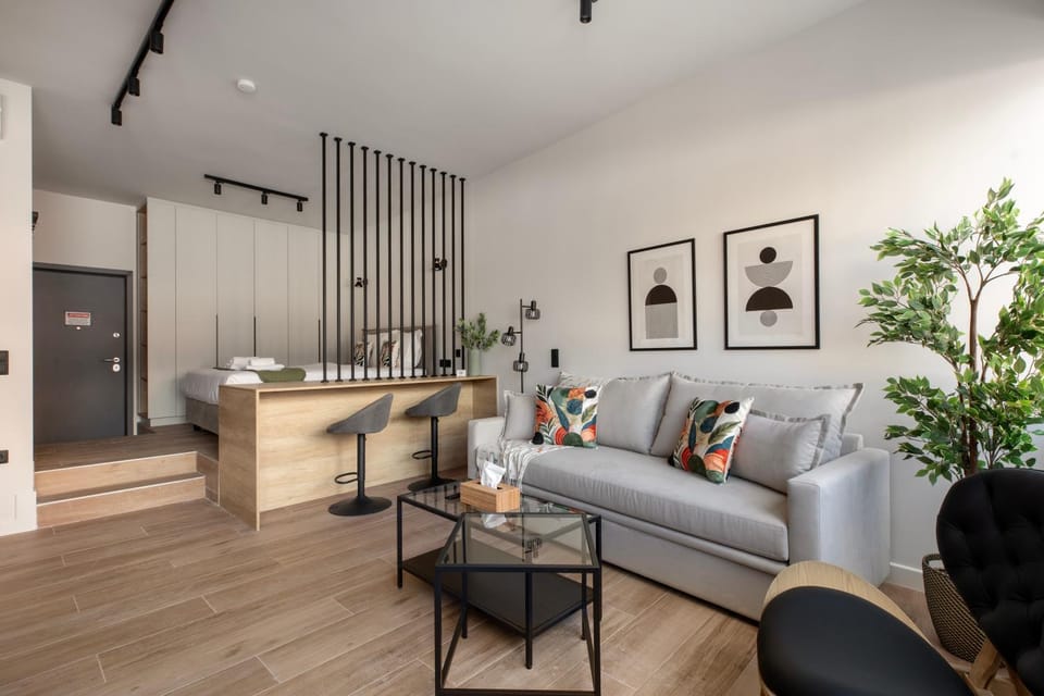 Living room, Seating area, Dining area, air conditioner