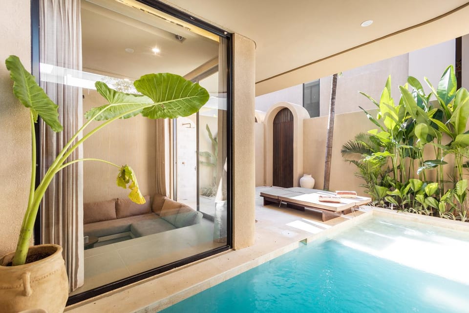 Living room, Seating area, Pool view, Swimming pool