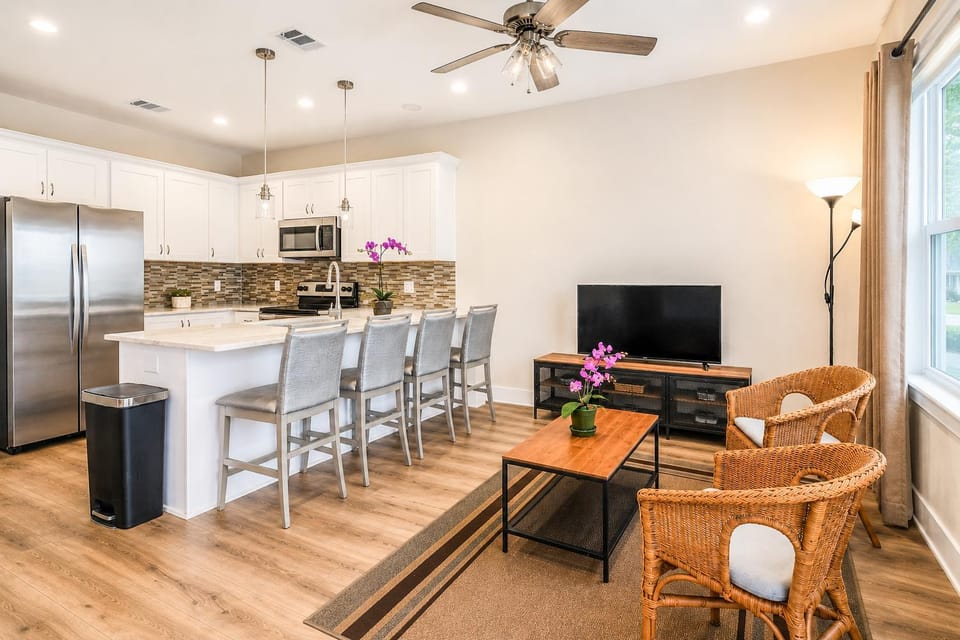 Living room, kitchen