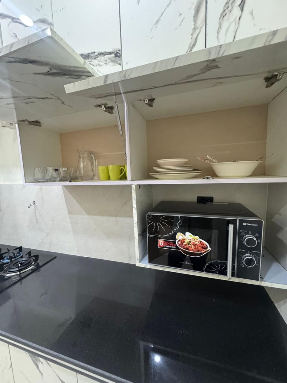 Kitchen or kitchenette, stove