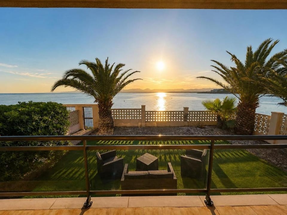 Patio, Natural landscape, Balcony/Terrace, Sea view, Sunset