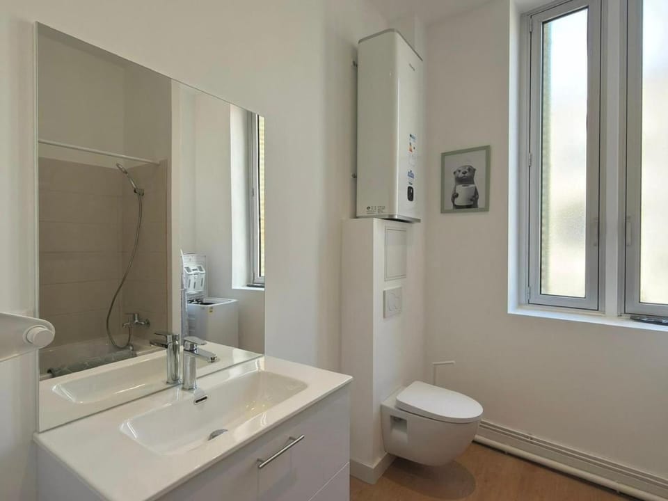 Toilet, Bathroom, Bath, hair dryier, heating, internet, towels, washing machine