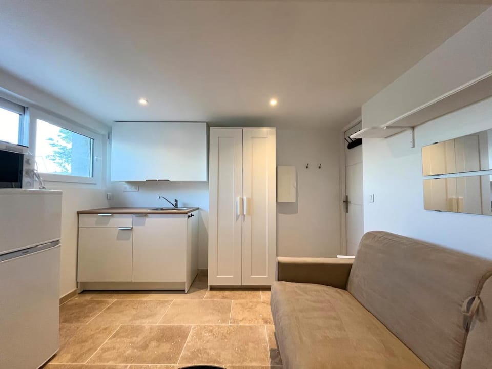 Kitchen or kitchenette, Seating area, Dining area, Bedroom