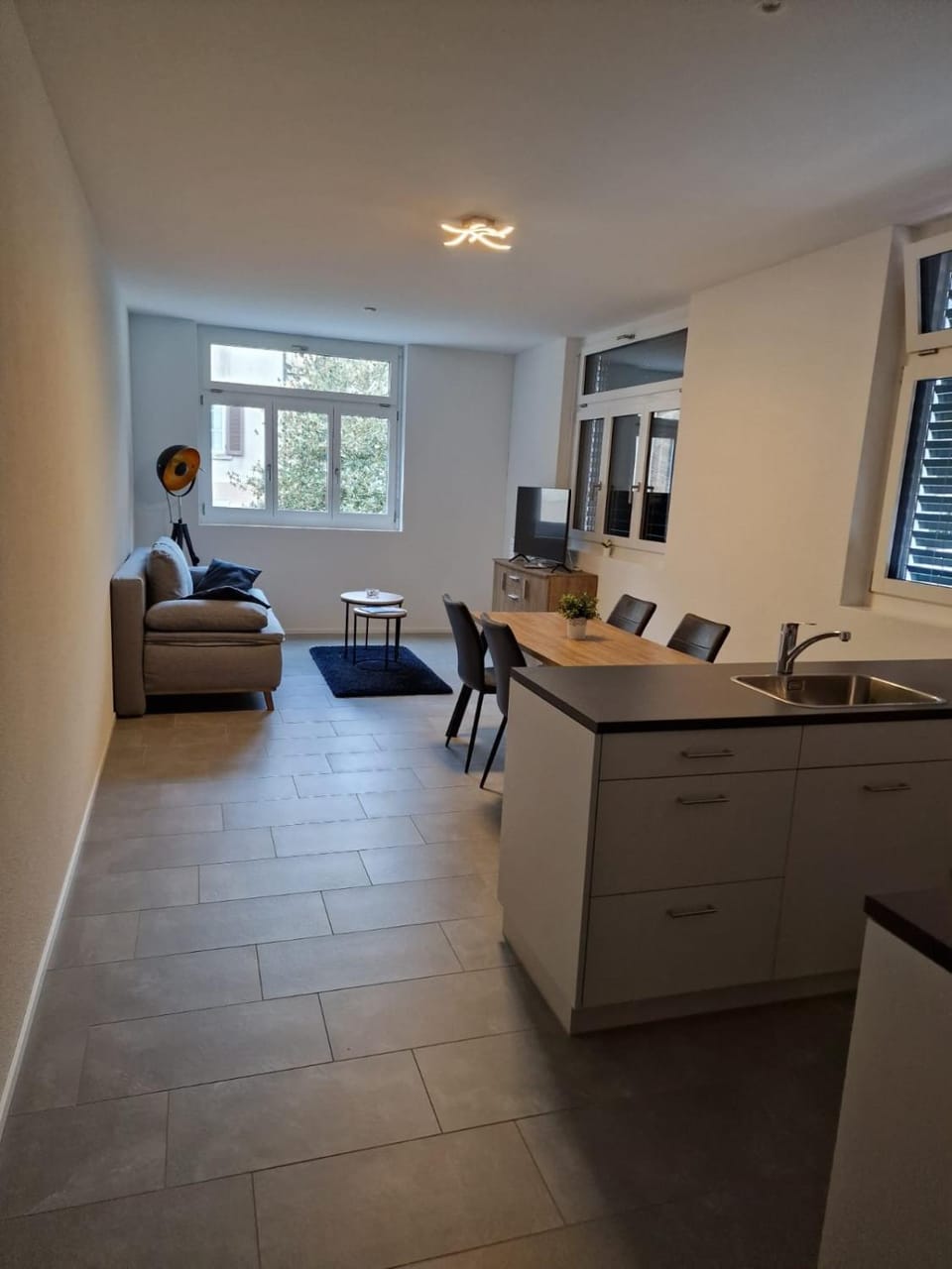 Kitchen or kitchenette, Living room, Seating area