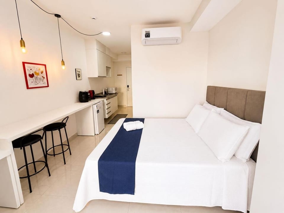 Bed, Living room, Photo of the whole room, minibar, towels, air conditioner