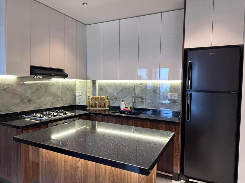 Kitchen or kitchenette, stove