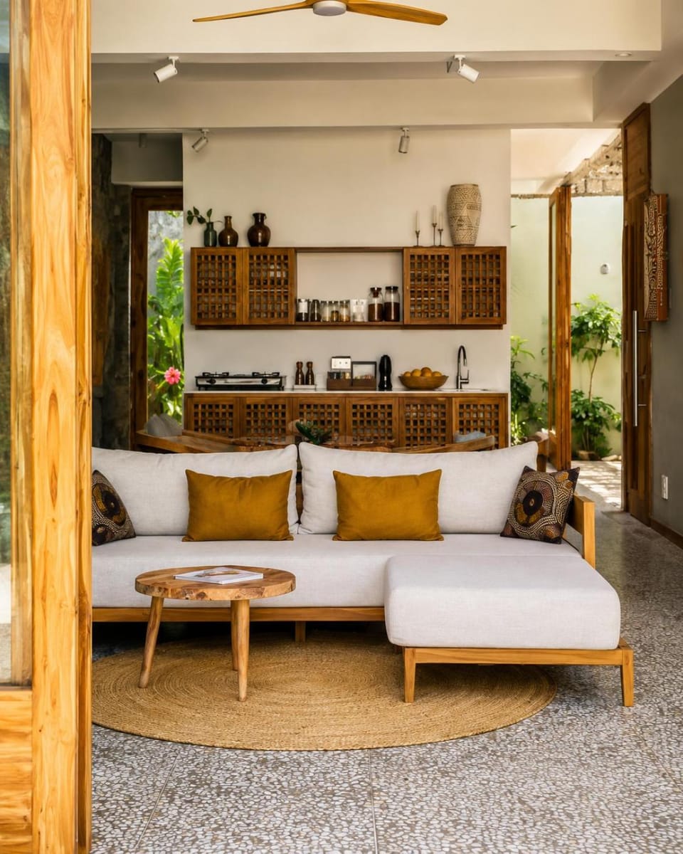 Living room, kitchen