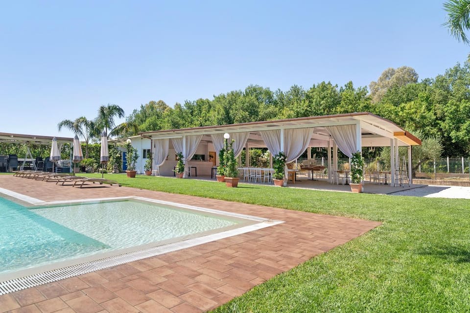 Property building, Living room, Swimming pool