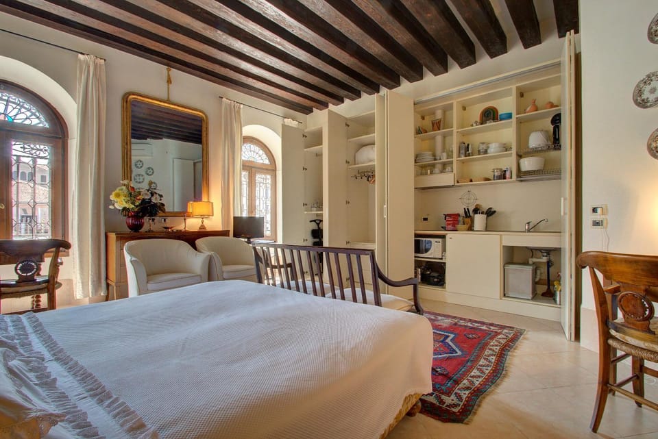 Bed, Seating area, Bedroom, Sea view