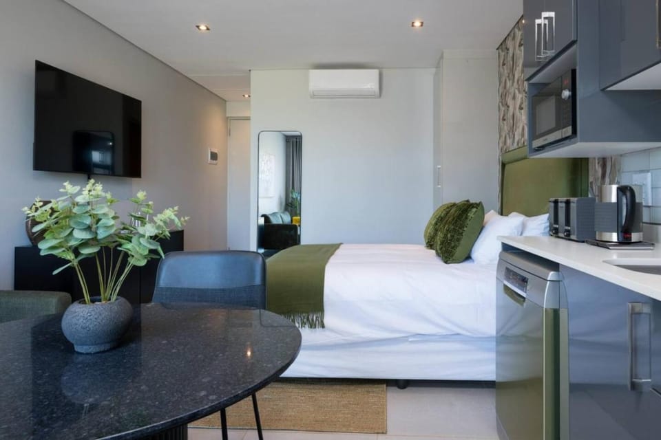 Bed, TV and multimedia, Kitchen or kitchenette, Photo of the whole room, air conditioner