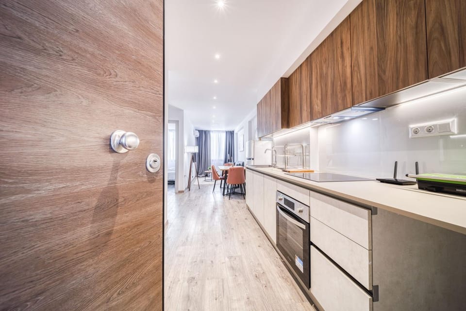 Kitchen or kitchenette, oven, stove