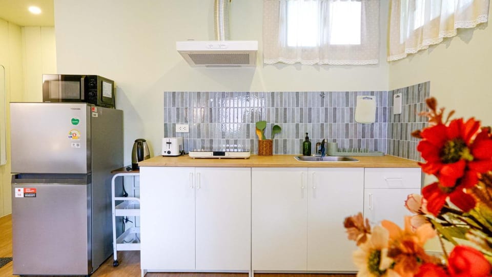 Kitchen or kitchenette, toaster