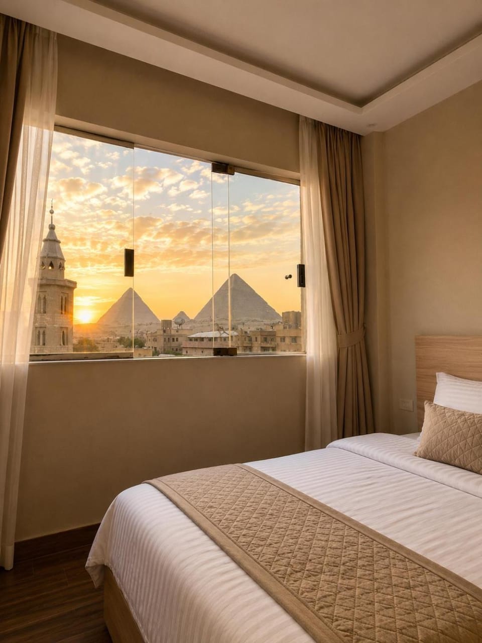 Bed, Natural landscape, Photo of the whole room, Mountain view