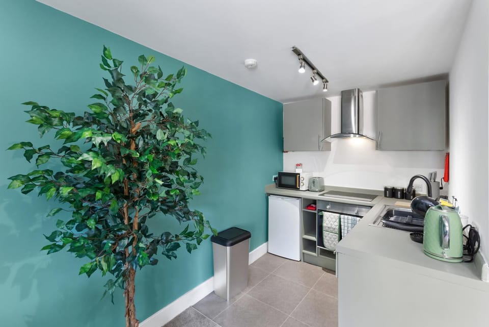 Kitchen or kitchenette, stove