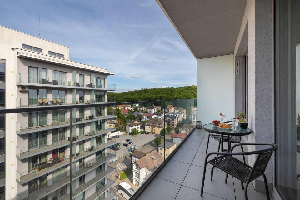 Property building, Day, View (from property/room), Balcony/Terrace, Living room