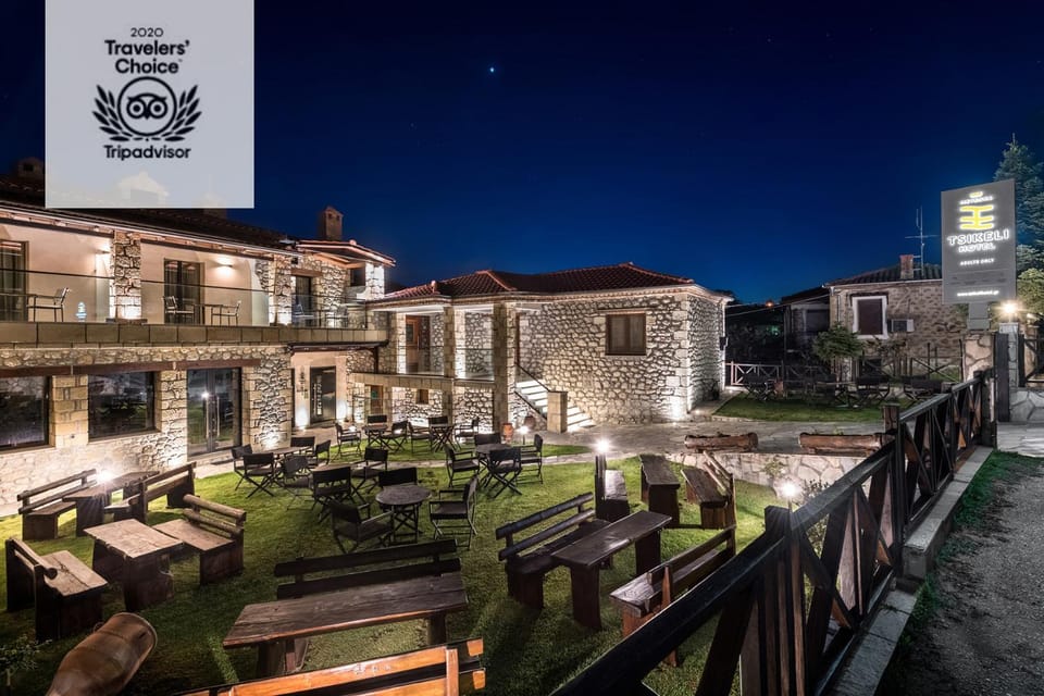 Property building, Patio, Night, Property logo or sign, Garden, Balcony/Terrace, Decorative detail, On site, Landmark view, Mountain view, Area and facilities, Certificate/Award